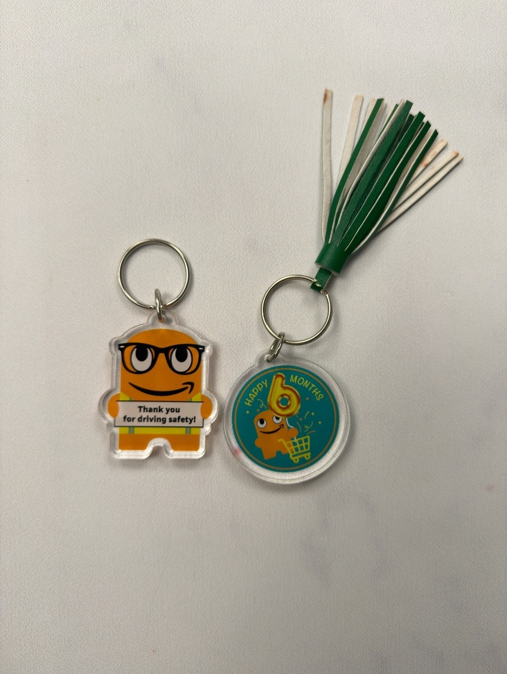 Amazon Peccy Safety Keychain Set Yellow Green Cartoon Fun Lot of 2